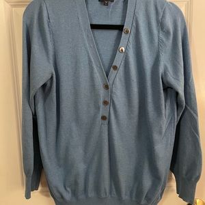 Sky Blue Gap Pullover Quarter Button Sweater
